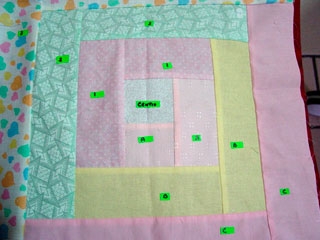 Manualidades patchwork: Edredón técnica log cabin-385