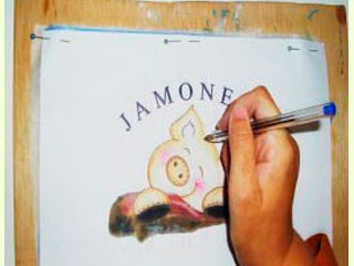 Manualidades en pintura sobre tela: Jamonero-487