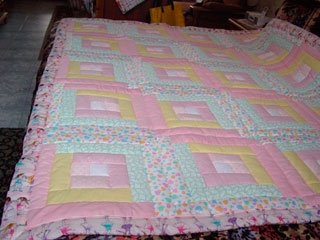 Manualidades patchwork: Edredón técnica log cabin